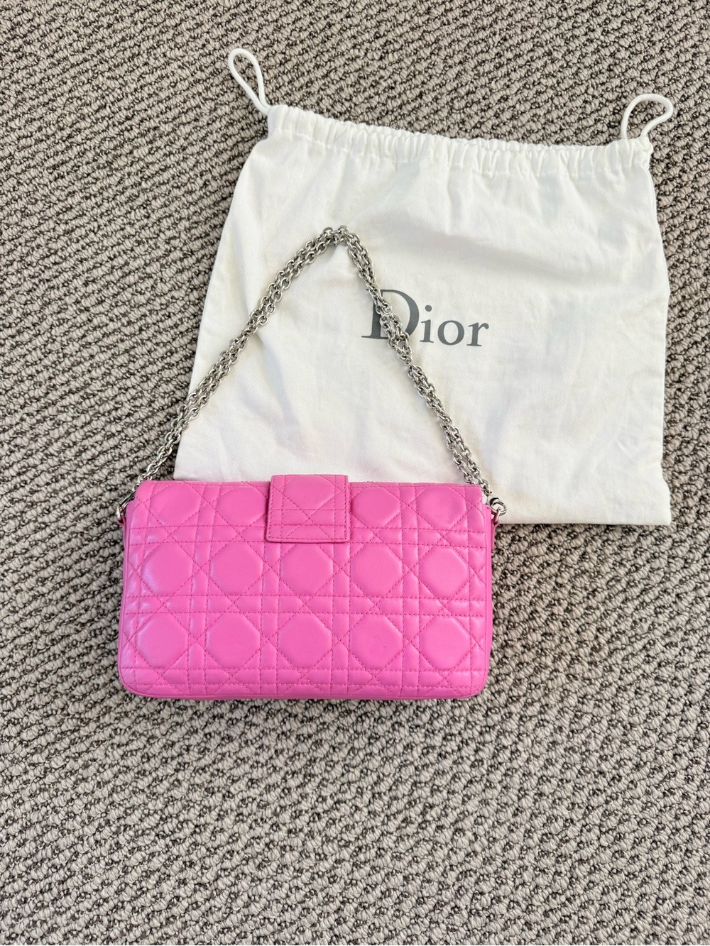 Dior Miss Dior Pink Cannage Leather Chain Bag Silver Hardware - Picture 2 of 12